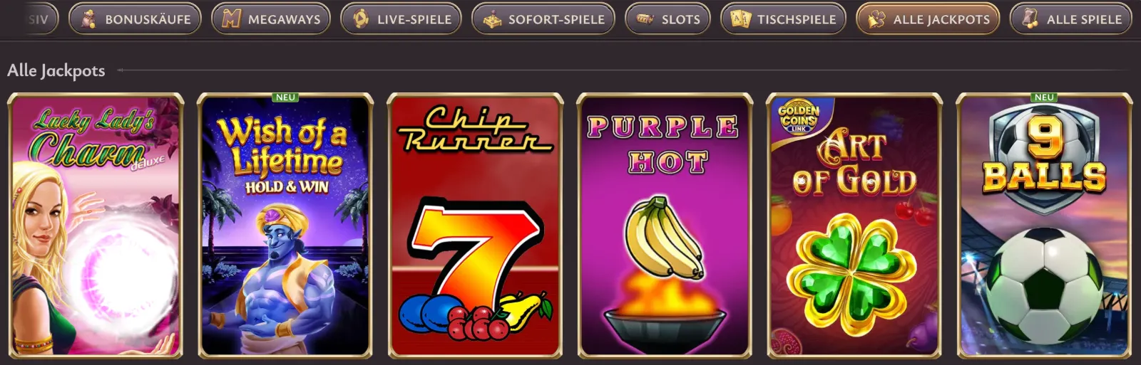Jackpot-Spiele mit hohen Gewinnen bei vicibet Casino